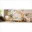 Lit pour enfant fonctionnel et simple, construction en bois de style maison avec rails de coussin doux, finition blanche