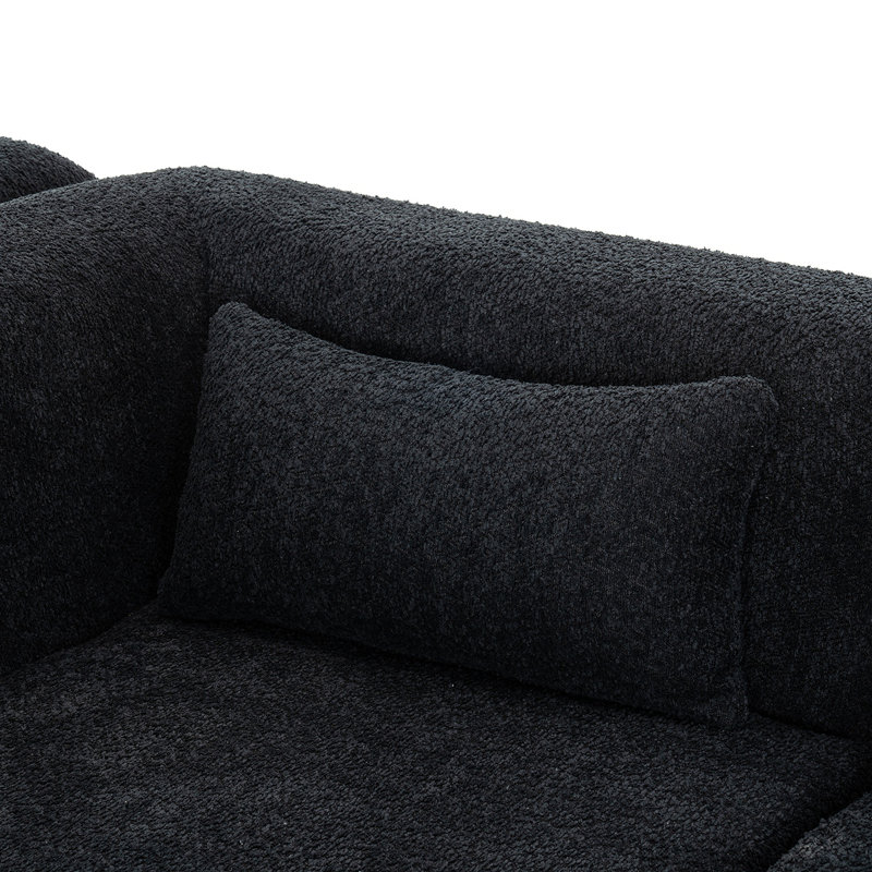 Canapé rembourré avec coussin de dossier pour le salon, noir, Mélange de polyester noir