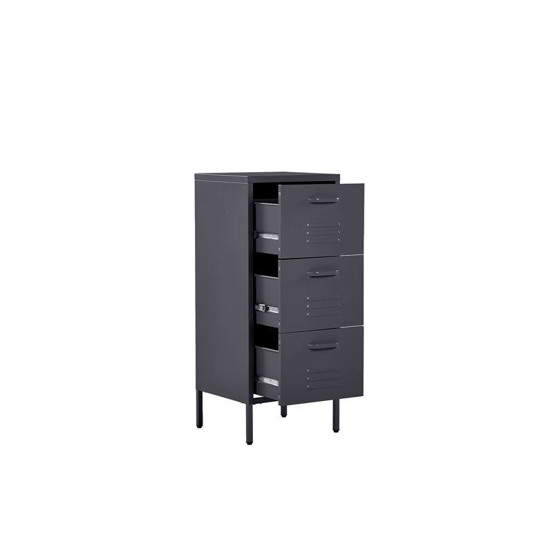 Montz 43cm W 3 - Drawer Chest of Drawers, Black