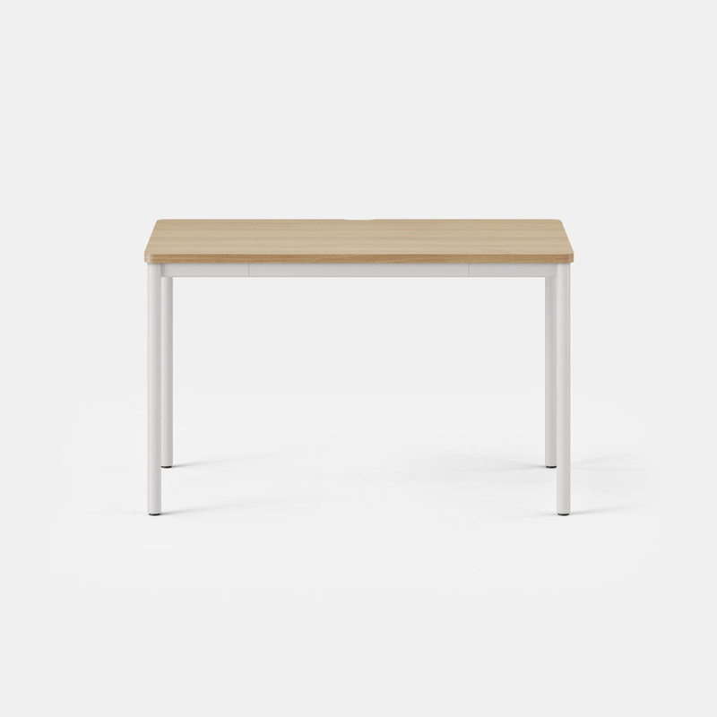 Daily Desk, Woodgrain, White, 28.5" H x 48" W x 24" D