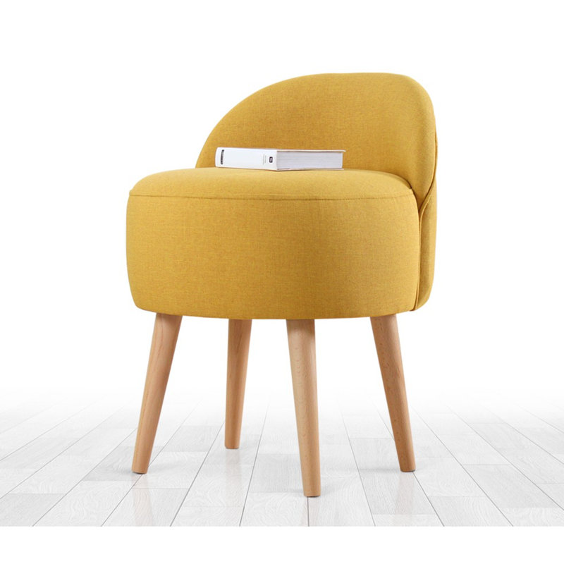 Pouf bohémien avec pieds en bois, jaune, 18,1 po x 25,2 po x 18,1 po | 50% coton / 50% lin, 35 éponges orthopédiques pour plus de confort | Parfait pour les décors modernes et du sud-ouest, les sièges élégants et fonctionnels
