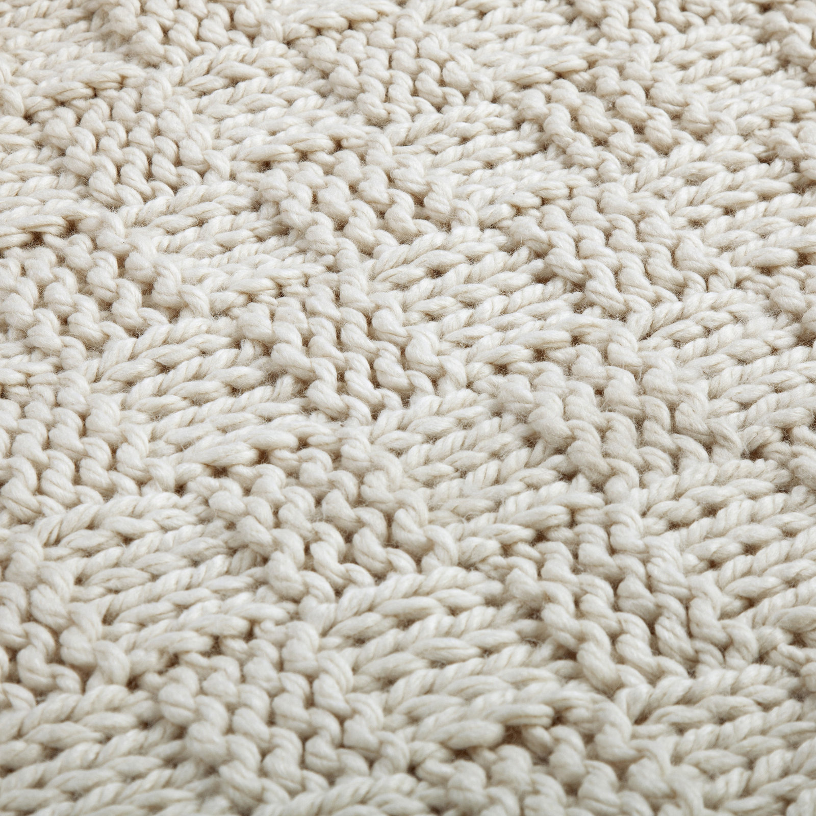 Hand-Knitted Wool Throw Blanket, Natural, 60" L x 50" W