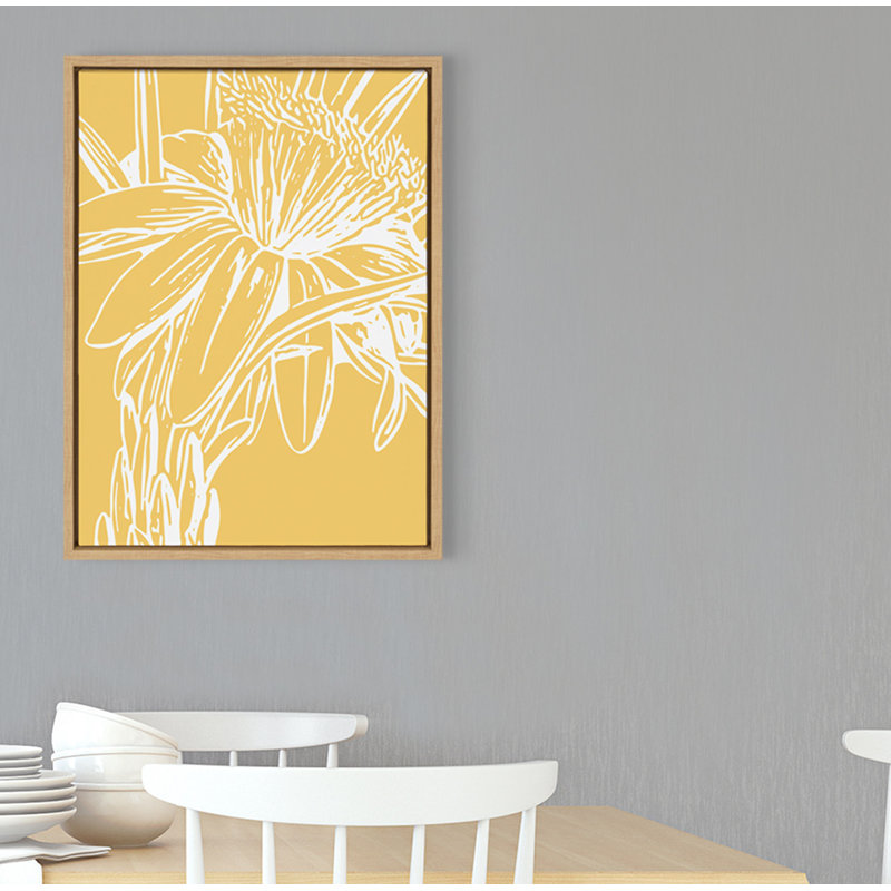 «Flower in Yellow» par Apricot + Birch, reproduction d'art sur toile encadrée, Toile avec cadre naturel