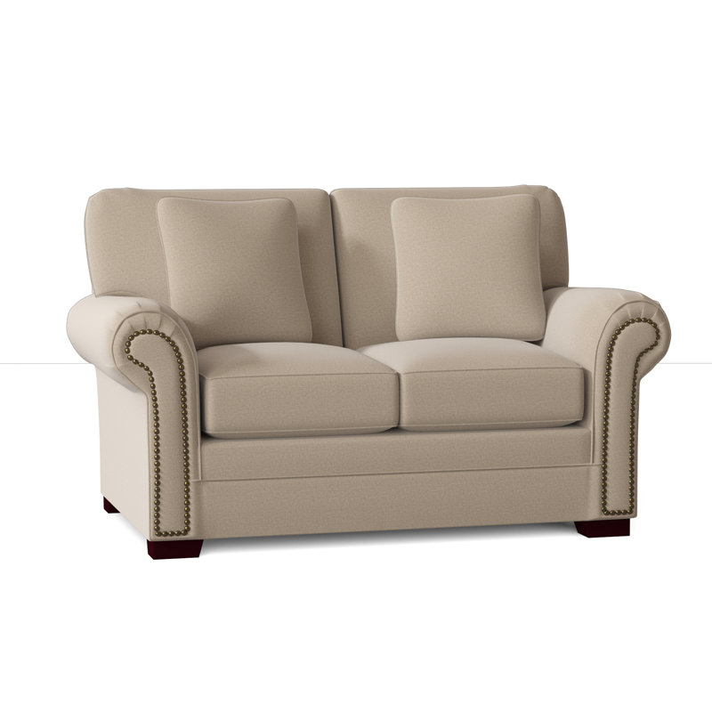 Causeuse à accoudoirs roulés de 63 po avec coussins réversibles Adrena, Laiton clair, Chenille performance beige Craftwood 10