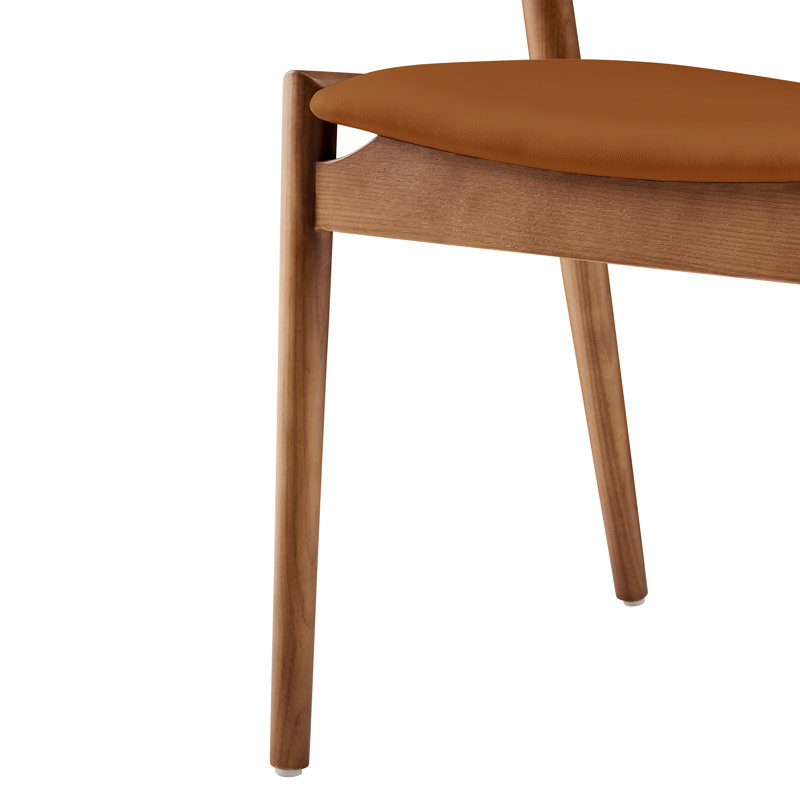 Chaise en cuir Ambra, Similicuir brun foncé / structure en noyer, 2