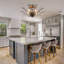 5 Light Dimmable Semi Flush Mount With Crystal Chandelier