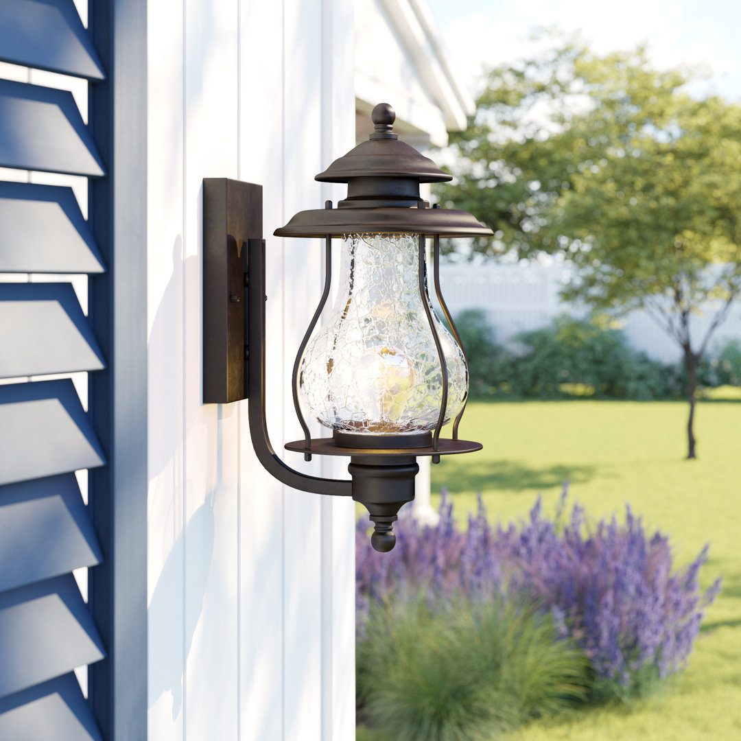 Derick 16" H Hammered Glass Outdoor Wall Lantern Alcott Hill® Fixture 