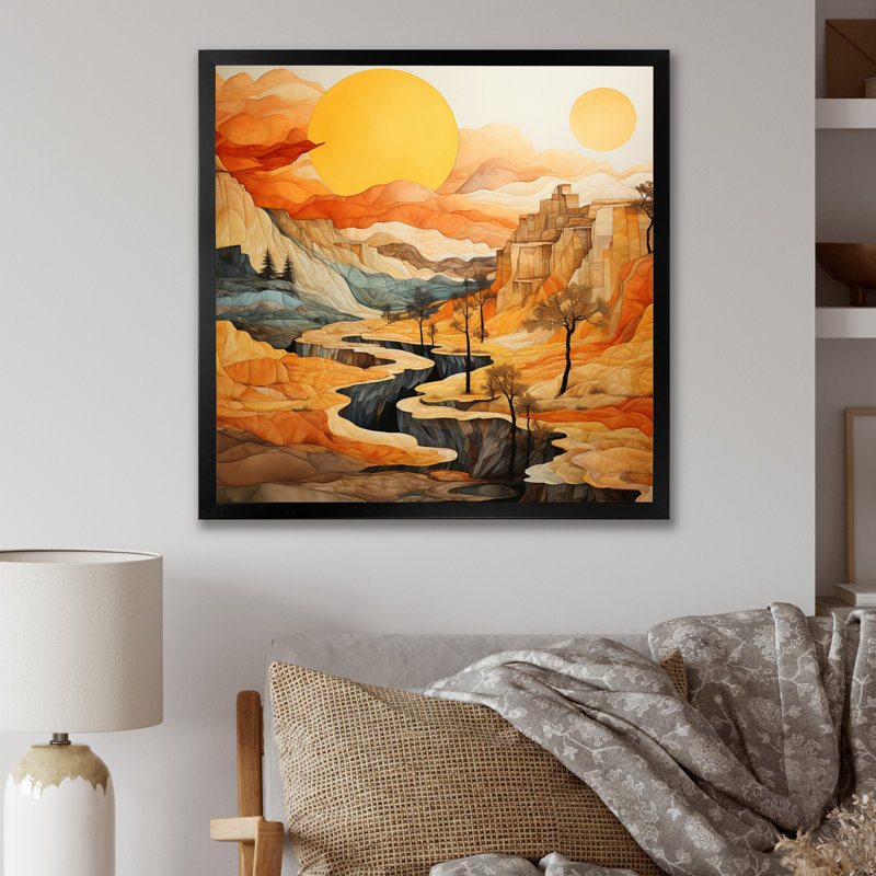 «Bold Landscape Canyon Desert VI - Canyon», art mural, H 36 po x l 36 po x P 1,5 po, Cadre simple noir