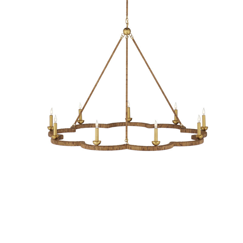 Savoie 9 - Light Wrought Iron/Rattan Chandelier by Suzanne Dui