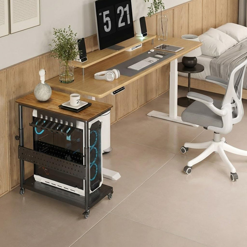 LumiParty Adjustable Rolling Computer Tower Stand with Cable Management ...