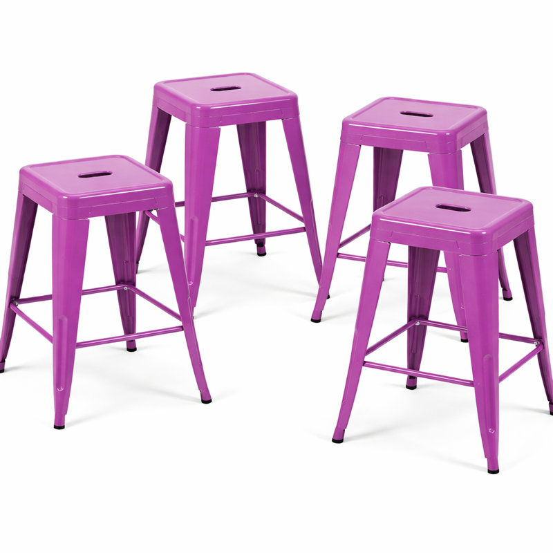 24 tabourets de bar en métal 24 po sans dossier de hauteur comptoir, faciles à assembler, déformables, peu encombrants, rapides et faciles à assembler, idéaux pour les îlots de cuisine