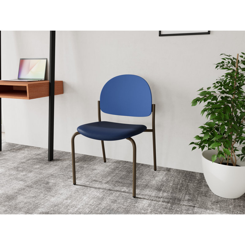 Chaise d'invité sans accoudoir Chat Chat, Bronze, Modena Ink / Cobalt Blue Poly