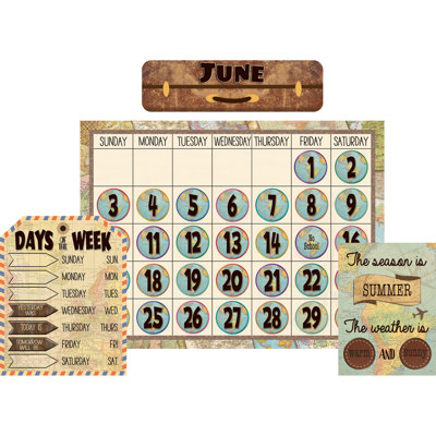 Teacher Created Resources Travel The Map Calendar Bulletin Board Set, 2 Sets