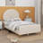 Upholstered Platform Bed With Semi-circle Shaped Headboard and Metal Legs-94991470-94991469