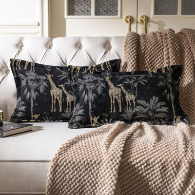 1-Piece Giraffe Motif Chenille Throw Pillow Cover 20"x13" for Sofa Couch Chair Living Room Bedroom