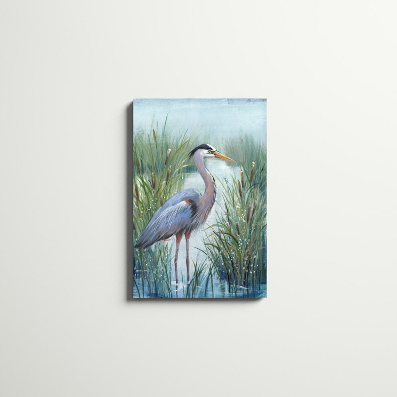 «Marsh Heron I» par Timothy O 'Toole, reproduction d'art sur toile, H 30 po x l 20 po, Toile tendue, Sans cadre