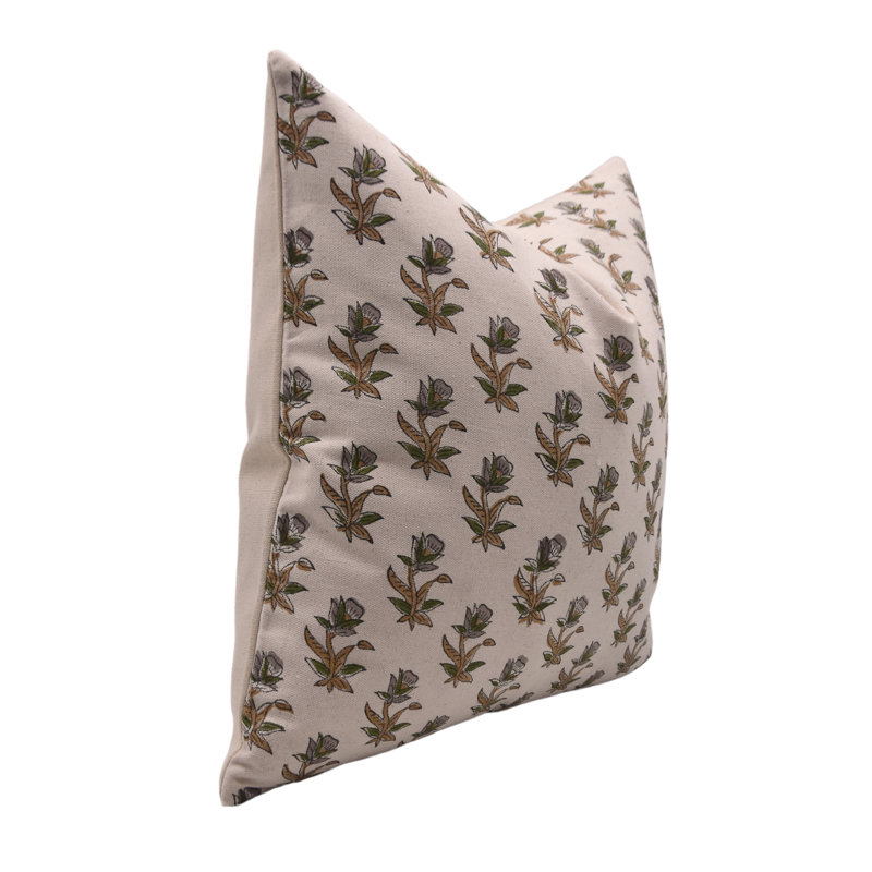 Housse de coussin en coton imprimé à la main avec coussin décoratif artisanal, H 16 po x l 16 po