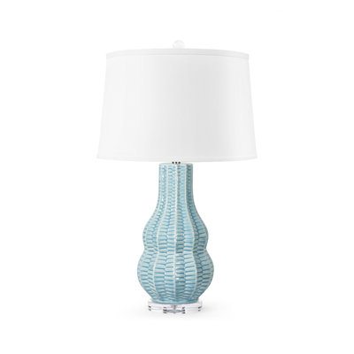 Quinn Lamp With Shade 17-Inch White Linen, With Nickel