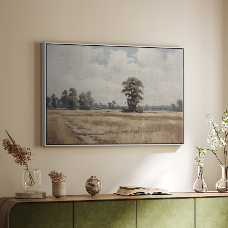 "Vintage Landscape -VI" sur toile, Toile encadrée flottée blanche, H 25 po x l 37 po