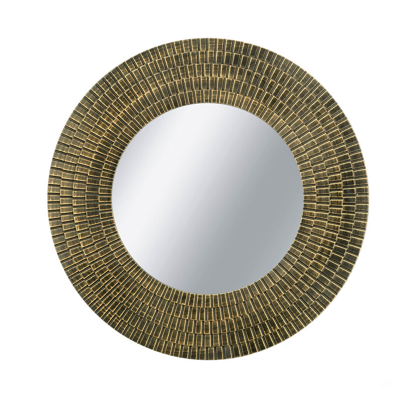 Miroir d'appoint D29.5 ", Or et noir, Panneau de fibres à densité moyenne + verre