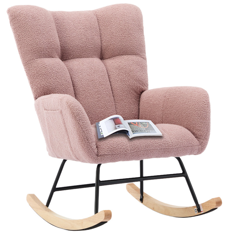 Chaises de peluche en bois massif rembourrées, Rose