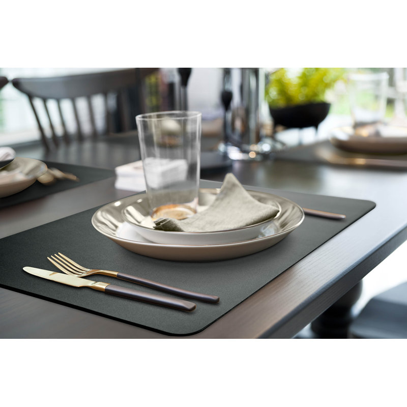 Faux Leather Solid Rectangle Placemat, Black
