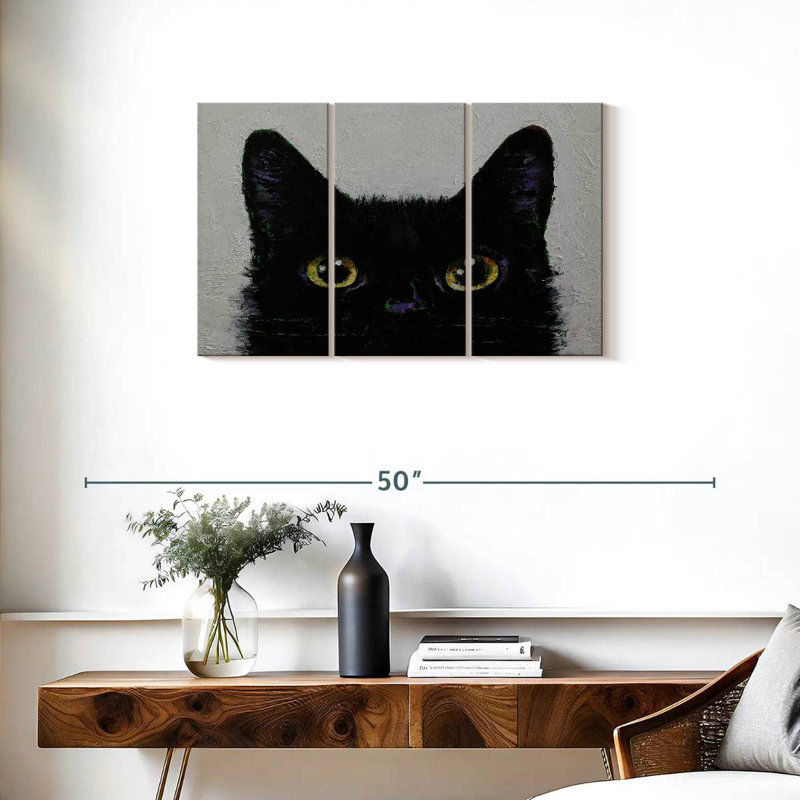 Black Cat Peeking, 20" H x 33" W