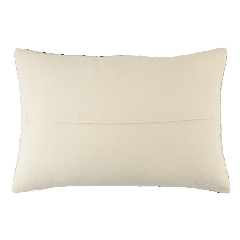 Coussin lombaire tissé à rayures, Polyester/ Bourre en polyester, Ivoire / noir