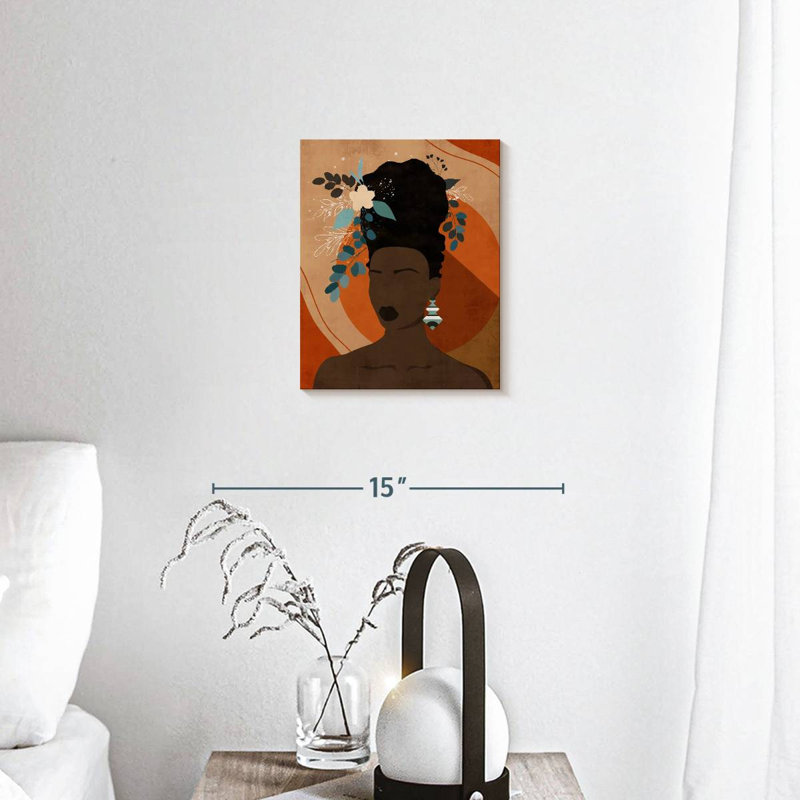 Impression sur toile florale, femme noire, H 10 po x l 8 po x P 1 po