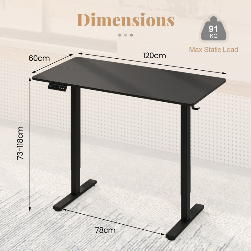 Adjustable Height Iron Standing Desk, Black