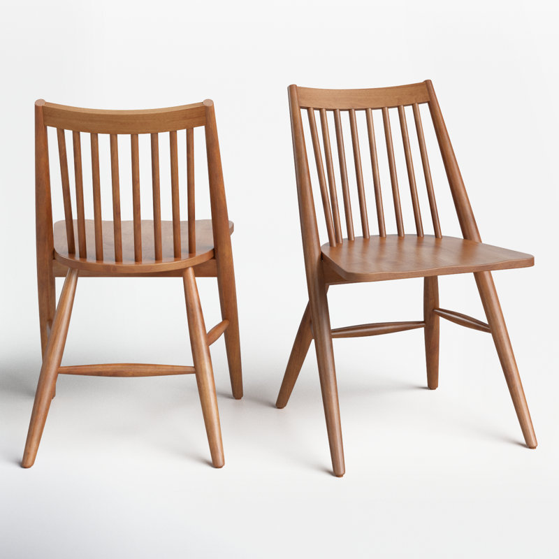 Kloss Solid Wood Slat Back Side Chair, Walnut