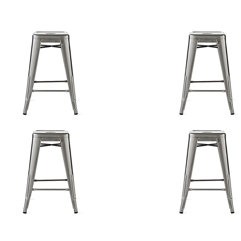 Tabouret Cheryllynne, Métal industriel, 2, Tabouret de comptoir (siège d'une hauteur de 26 p