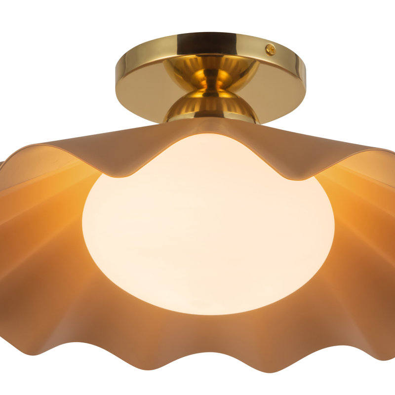 Furrow 16-in Red Semi-Flush Mount, 16-in, Pink