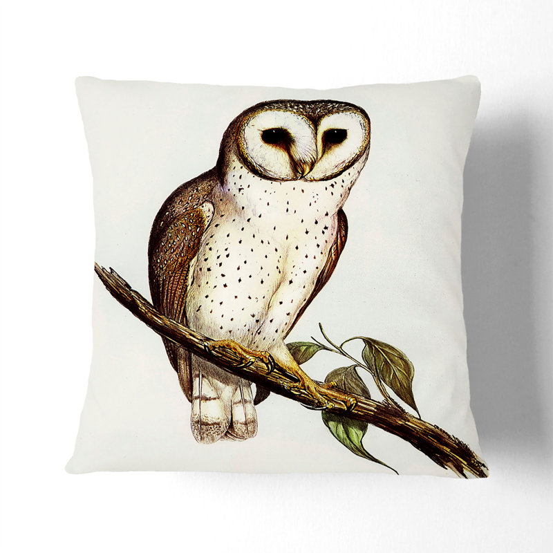 Delicate Owl Square Throw Cushion, 40cm H x 40cm W x 15cm D