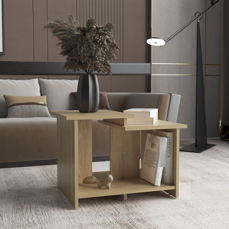 Table basse élégante en chêne avec tablette ouverte, pour un espace de vie élégant, Chêne
