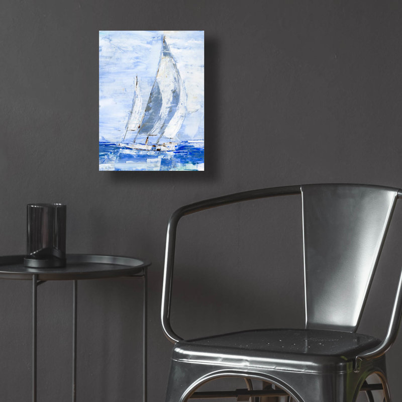 «Blue Sails 2» par Ethan Harper, art mural en verre acrylique, H 16 po x l 12 po x P 0,13 po