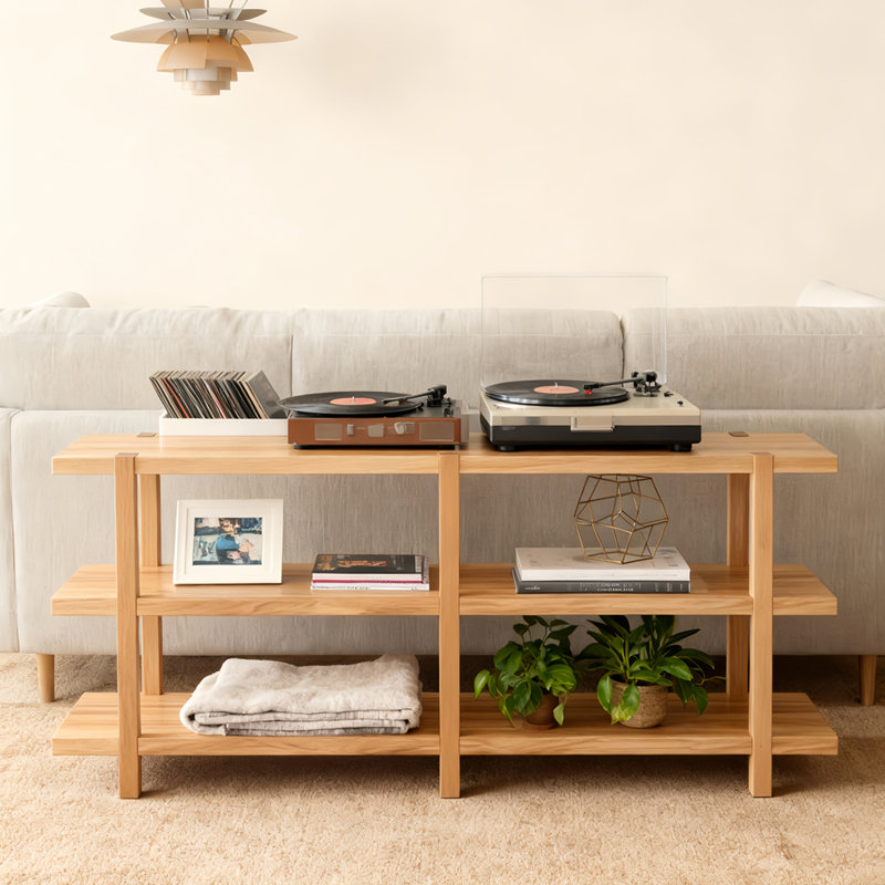 Console de style japonais simple, 29.5" H x 63" W x 11.8" D