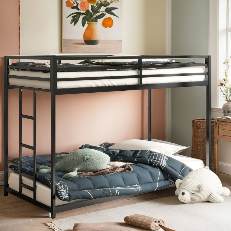 Ashaiya Standard Metal Bunk Bed, Black, Twin Over Full