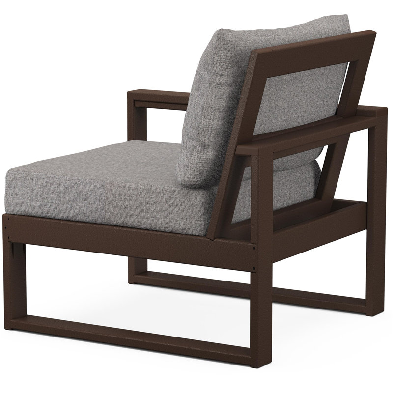 POLYWOOD Outdoor Lounge Chair, Gray Mist, Mahogany