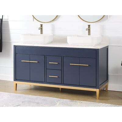 Hildy 60"" Double Bathroom Vanity Set -  Everly Quinn, 951B6652D4F64ACFBEB1DE292889DCF9