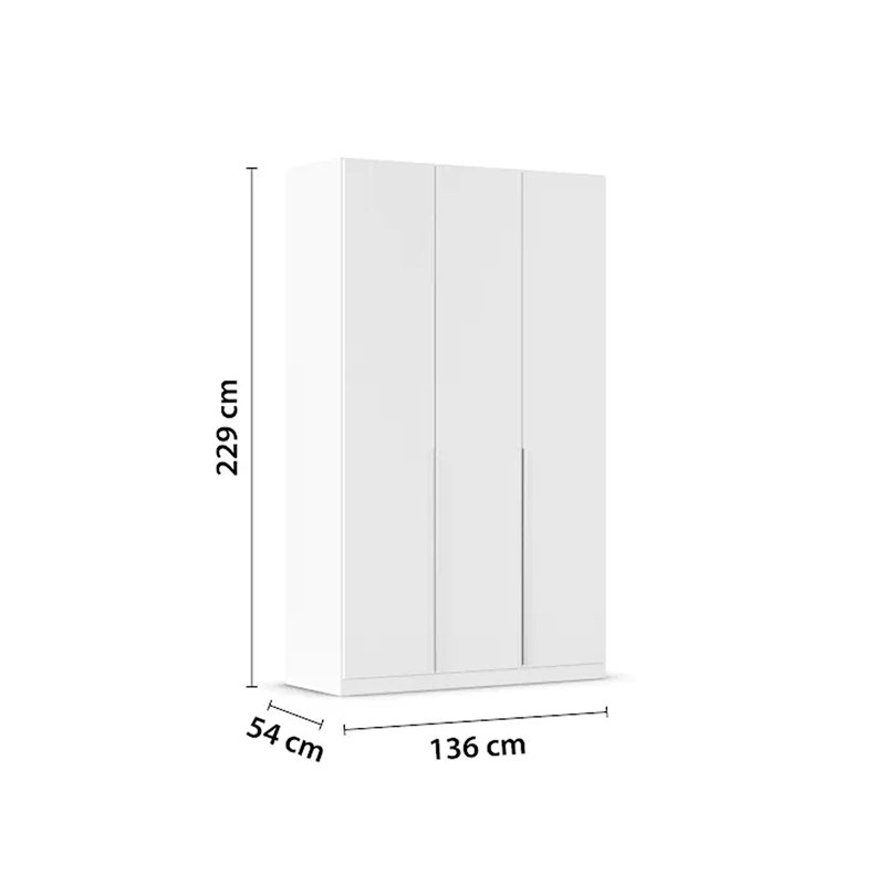 Alabama 2 Door Wardrobe, Alpine White, 229 cm H x 136 cm W x 54 cm D, Basic