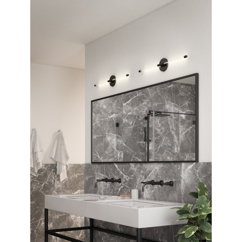 Motif Sleek Black Aluminum 25.63" LED Cylinder Wall Sconce