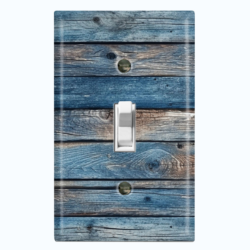 Plaque murale à 1 tringle en bois bleu avec clôture Nature