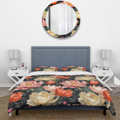 Vibrant Weave Ikat Blooms II Polyester Box Stitch Floral Duvet Cover Set