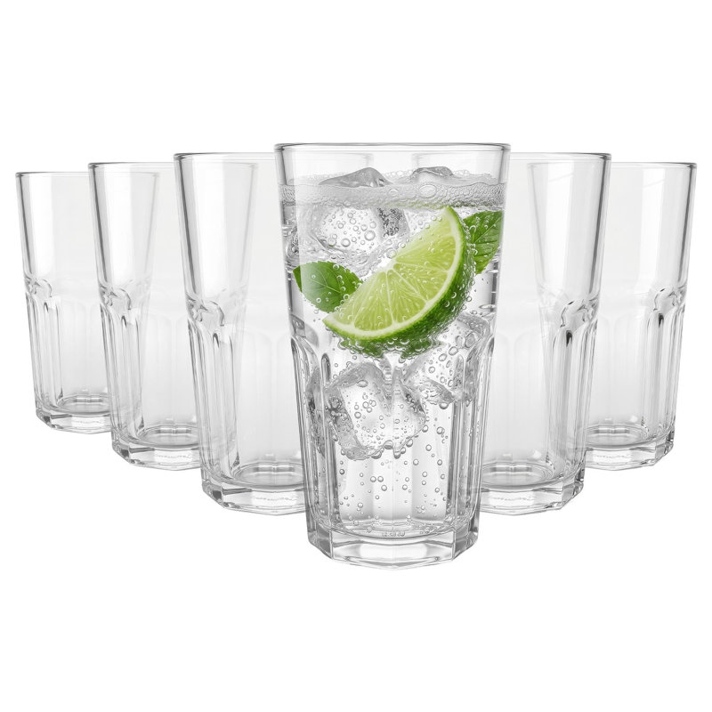 Argon Tableware Panelled Highball Glasses - 400ml - Pack of 6, Pack of 6, 400ml