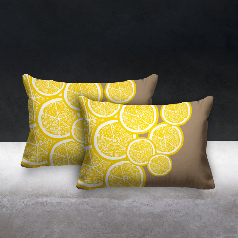 Coussin lombaire intérieur / extérieur jaune citron, Beige