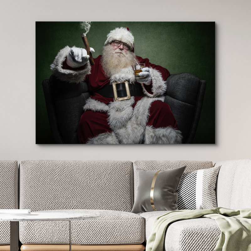 «Christmas Holiday Celebration Santa Claus», reproduction d'art sur toile tendue, H 16 po x l 24 po