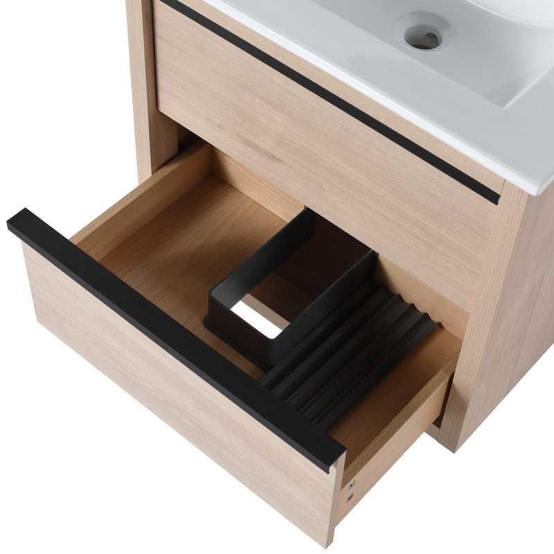18.31'' Single Bathroom Vanity Base Only in Oak, White