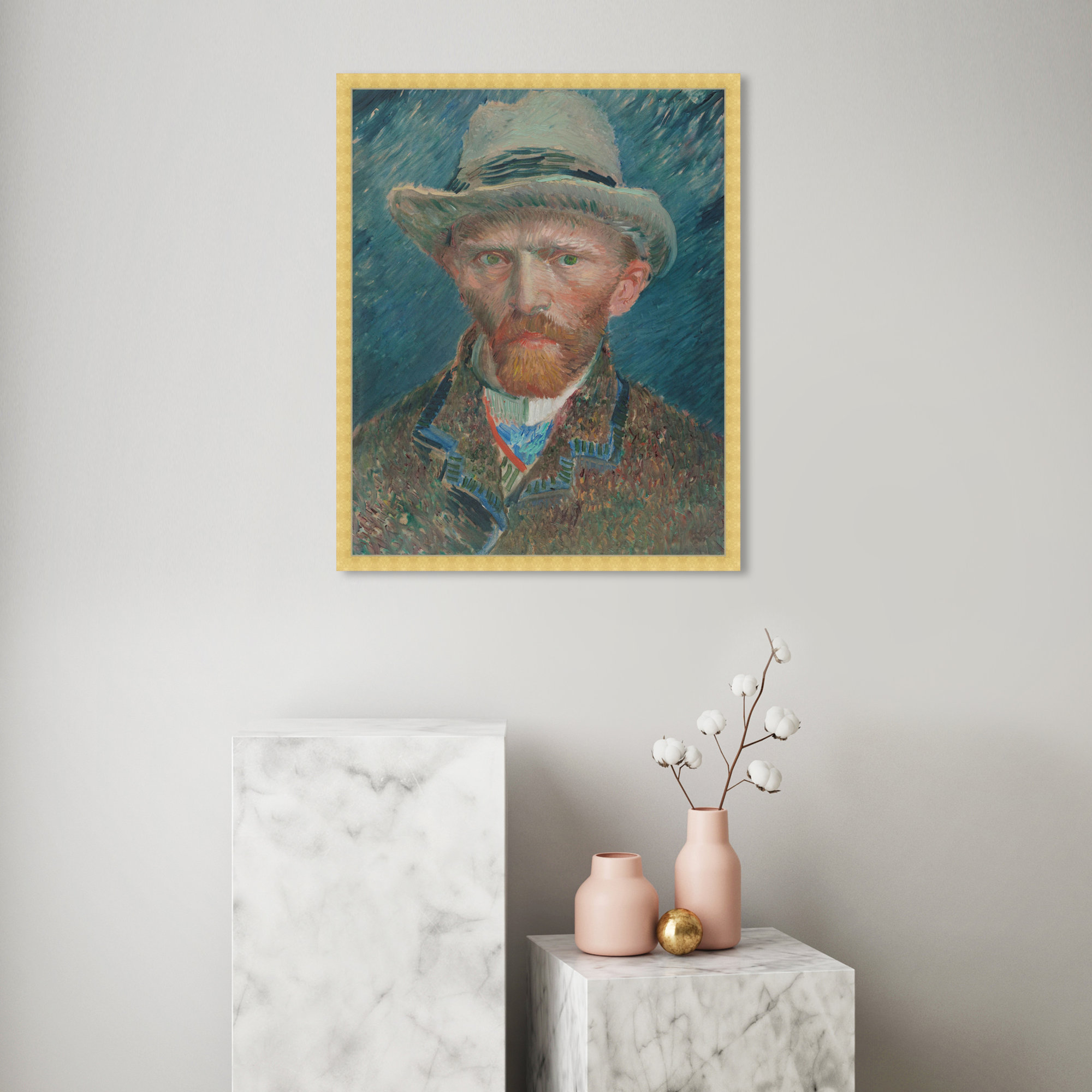 Van Gogh 1887 Self Portrait, Gold, 30" H x 24" W x 1.5" D