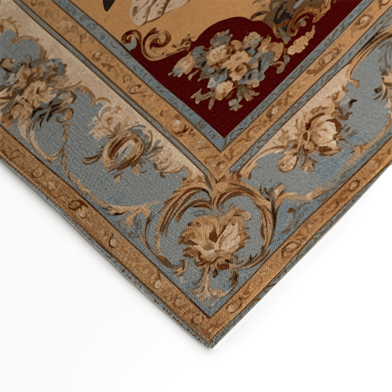 Tapis beige français d'intérieur et d'extérieur, Rectangle 5 pi x 7 pi